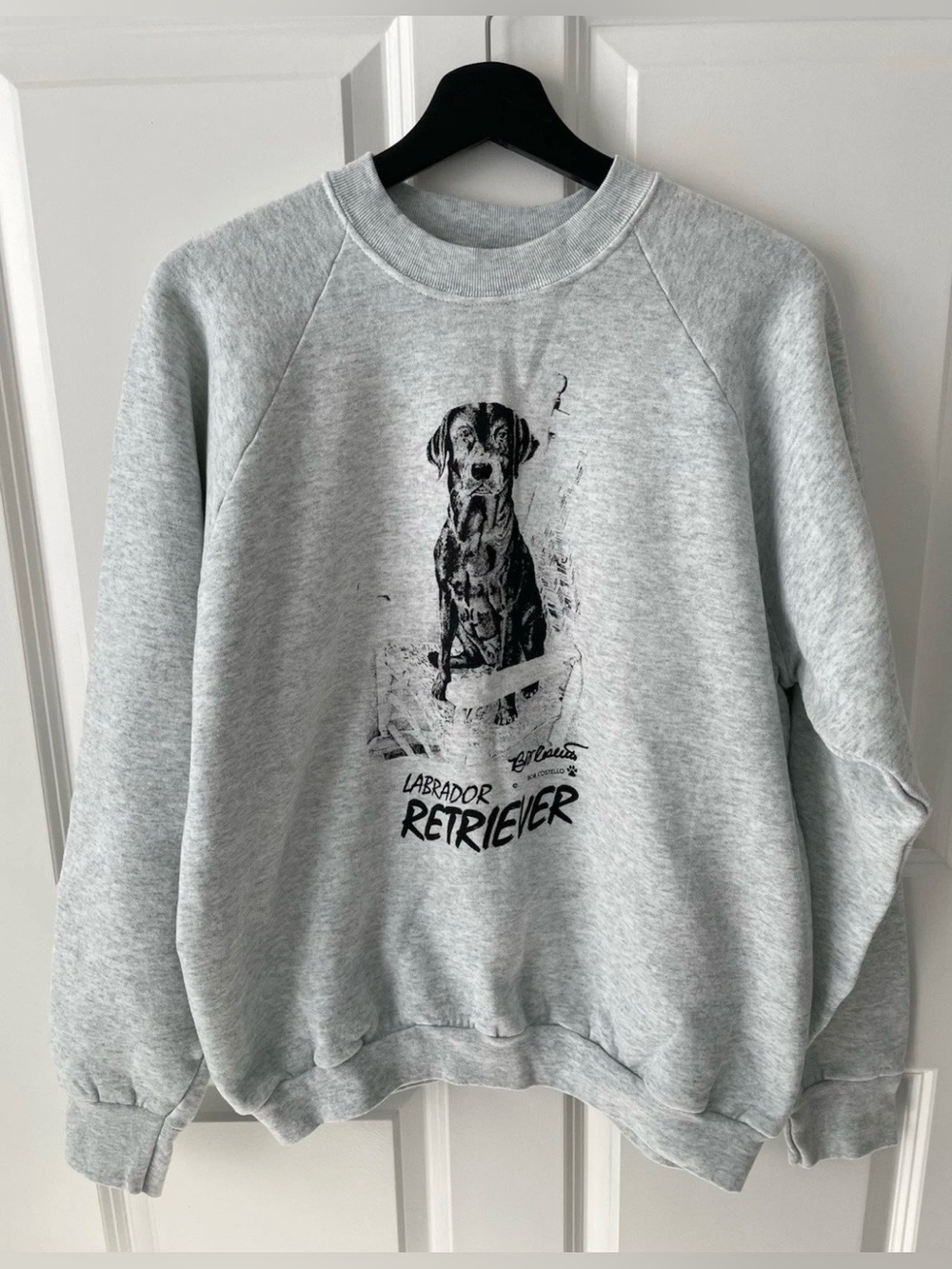 Vintage Dog Labrador Retriever Crewneck Sweatshirt Size XL Gray Fruit The Loom
